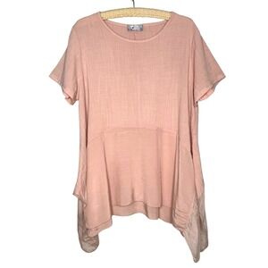 Tina Stephens O/S Italy Silk Cotton Butterfly Blouse Top Fairy Asymmetrical